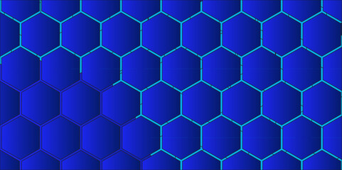 Seamless hexagonal pattern with a blue abstract vector texture