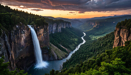 Paysage spectaculaire d'une cascade dans un cadre naturel