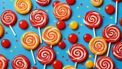Les bonbons multicolores en forme de spirale