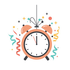 Colorful alarm clock with festive decorations for celebration  