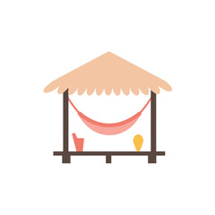 Relaxing hammock under beach hut in pastel colors  