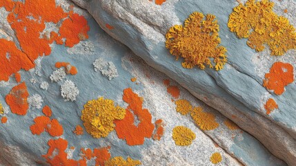 Close-up of colorful lichen on weathered rock surface texture background