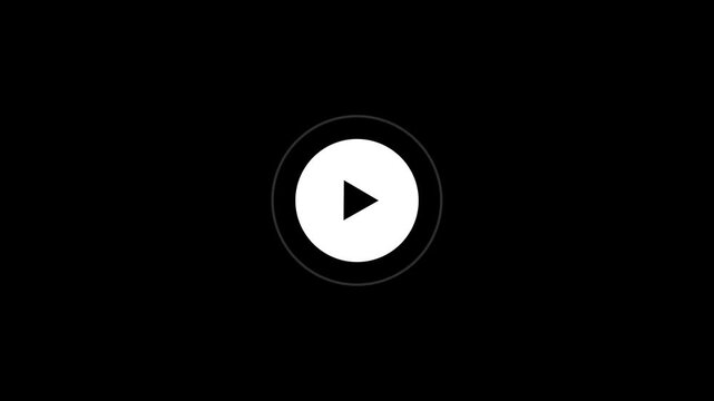 Play button, play icon, video play icon for website and mobile design animation on black background. glowing play button animation. Press to play icon animated video