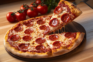 Pepperoni Pizza Slice Served