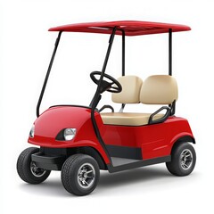 Fototapeta premium Red golf cart isolated on white background