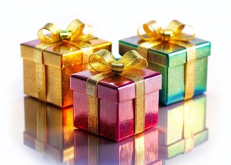 Obraz premium Miniature Gift Boxes, Festive Presents, Holiday Gifts, Diorama, Tilt-Shift Photography