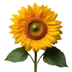 Fototapeta premium Sunflower in Full Bloom: A vibrant, sunlit sunflower stands tall, its radiant yellow petals and intricate details. A celebration of nature's beauty and warmth.