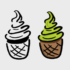 Ice cream vector illustration. ice cream hand-drawn illustration. Vector flat outline icon.