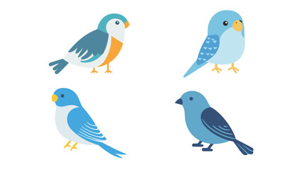 Fototapeta premium Budgerigar vector icon isolated, a minimalist and detailed illustration of a small, colorful parakeet bird, featuring distinct feathers and a playful, cheerful expression.