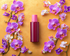 Purple Orchid Perfume Bottle Flatlay.