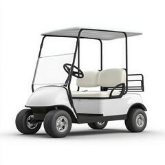 A white golf cart isolated on white background