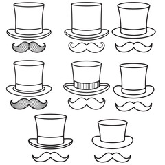 mustache silhouettes in vector format retro style, mustache silhouettes with sunglass, top hat, hats, etc 