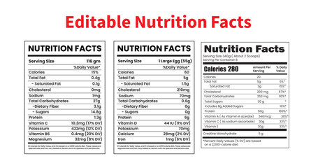 Nutrition facts template and supplement facts template design 