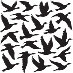 Vector Illustration of Flying Bird Silhouettes Collection