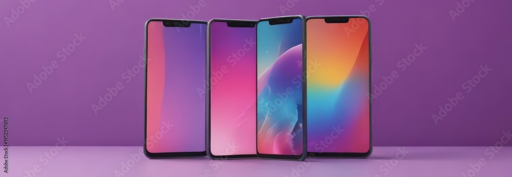 Poster editable smartphone mockup on colorful background, showcasing customizable screen and frame , clean 