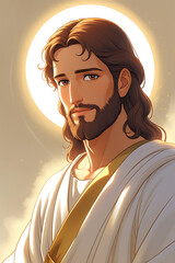 Anime-Style Illustration of Jesus Christ in 4K