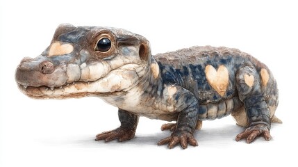 Obraz premium Cute lizard with heart-shaped patterns on its skin in studio setting