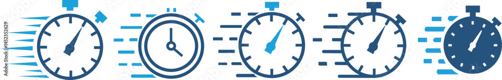 Poster time and clock set of linear icons. time management. timer, speed, alarm, restore, , calendar. colle