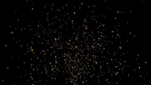 Futuristic Golden Beautiful splash Particles light abstract background shining glittering particle floor stars dust flare. Luxurious golden sparkling bokeh. Award ceremony, stage, podium, winner