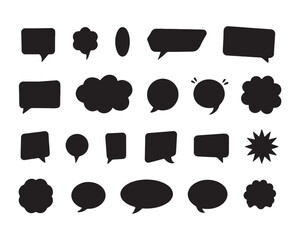 flat speech bubble and dialogue set vector. Colorful chat text doodles.