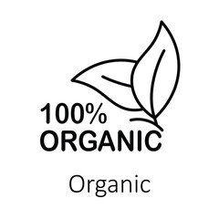 100% Organic. Design representing natural, toxin-free, and sustainable products for eco-conscious consumers.