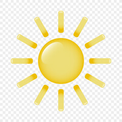 The sun icon. The sun with highlights on a transparent background. Logo, sun sticker. Vector EPS 10.