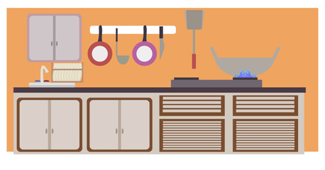 simple vector flat art kitchen set
