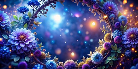 Night Blooming Floral Round Ornament Border - Dark Romantic Garden Photography