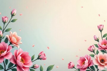 Subtle repeating floral motif on faded pastel background , flower, print