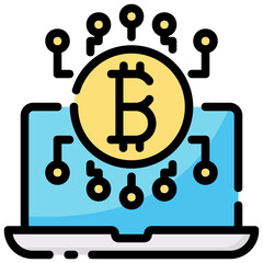 bitcoin chain vector filled outline icon