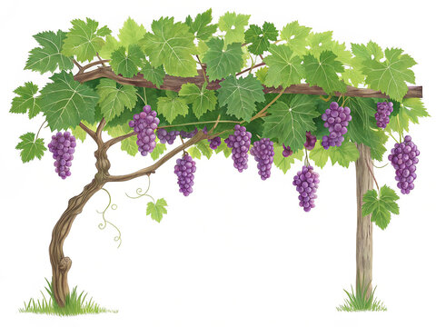 Fresh grape vine isolated transparent background