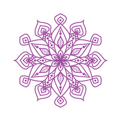 A pink floral vector mandala design features a blossom with a decorative ribbon, ideal for spring or holiday art