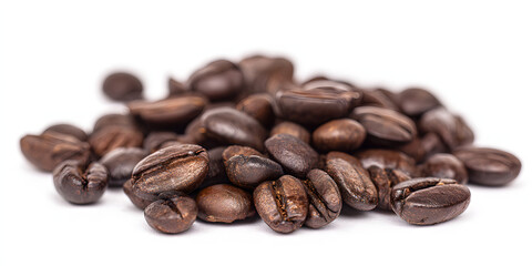 Naklejka premium Freshly roasted coffee beans displayed on a clean surface ready for brewing a flavorful drink