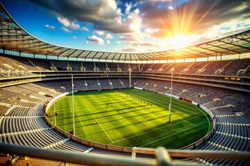 Panoramic Rugby Stadium View: High-Definition Tribune Perspective