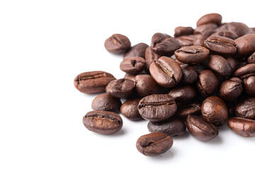 Naklejka premium Freshly roasted coffee beans displayed on a clean surface ready for brewing a flavorful drink