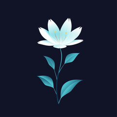 vector illustration of a white lily, white lily at night,single flower