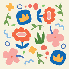 Vibrant Floral Arrangement for Cards and Invitations Doodle Element