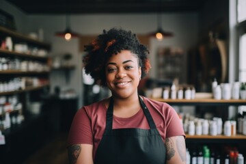 Naklejka premium Portrait of a compelling body positive small business owner in the USA