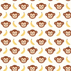 Cute monkey pattern background illustration