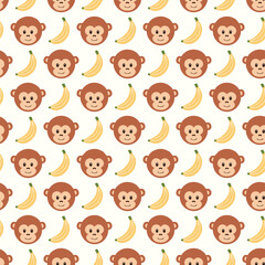 Cute monkey pattern background illustration