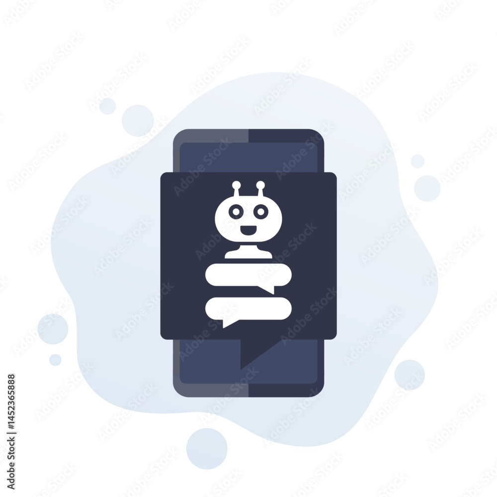 Poster ai assistant app vector icon with mobile phone