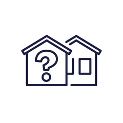 houses and question mark line icon on white
