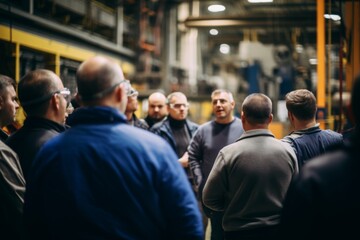 Fototapeta premium factory employees having a safety meeting in the factory
