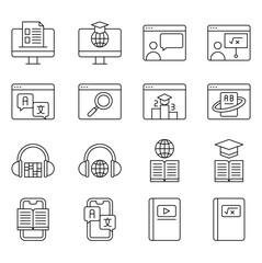 Education icons showing study and courses
