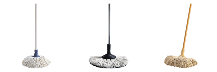 Set of clip mop isolated on transparent, PNG