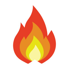Campfire Flame Icon, Flat Vector Firewood Bonfire Illustration.