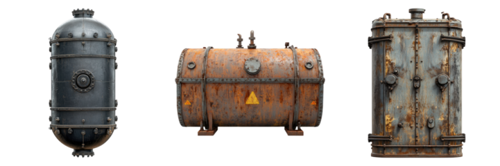 Set of cistern tank isolated on transparent, PNG
