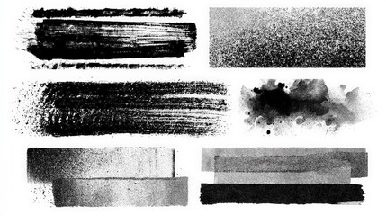 55..Grunge-style rough brush borders in black and gray, editable SVG element pack