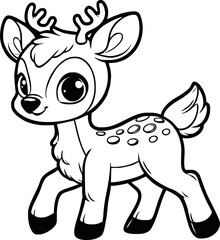 Funny deer cartoon characters vector illustration. For kids coloring book.