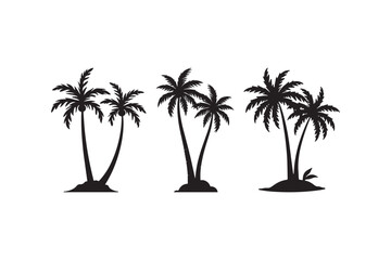 Tropical Palm Tree Silhouette Vector Minimal Island Beach Art Clipart
